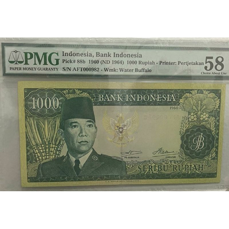 UANG KUNO 1000 SOEKARNO 1960 ORIGINAL PMG