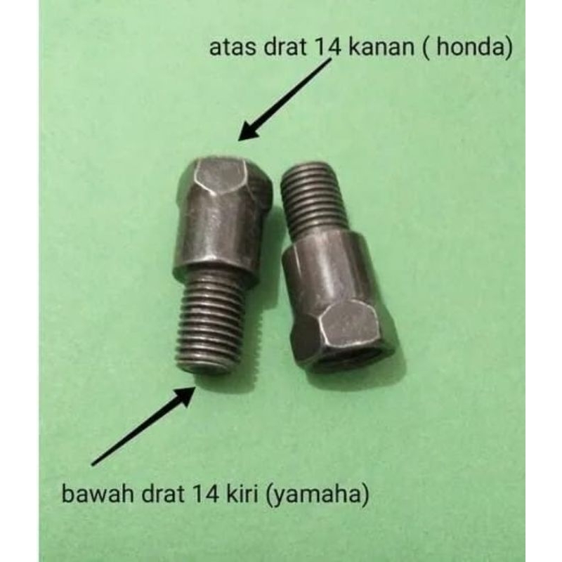 ( 1biji ) Baut Peninggi Spion Bawah Baut 14 Drat Kiri, Atas Baut 14 Drat Kanan