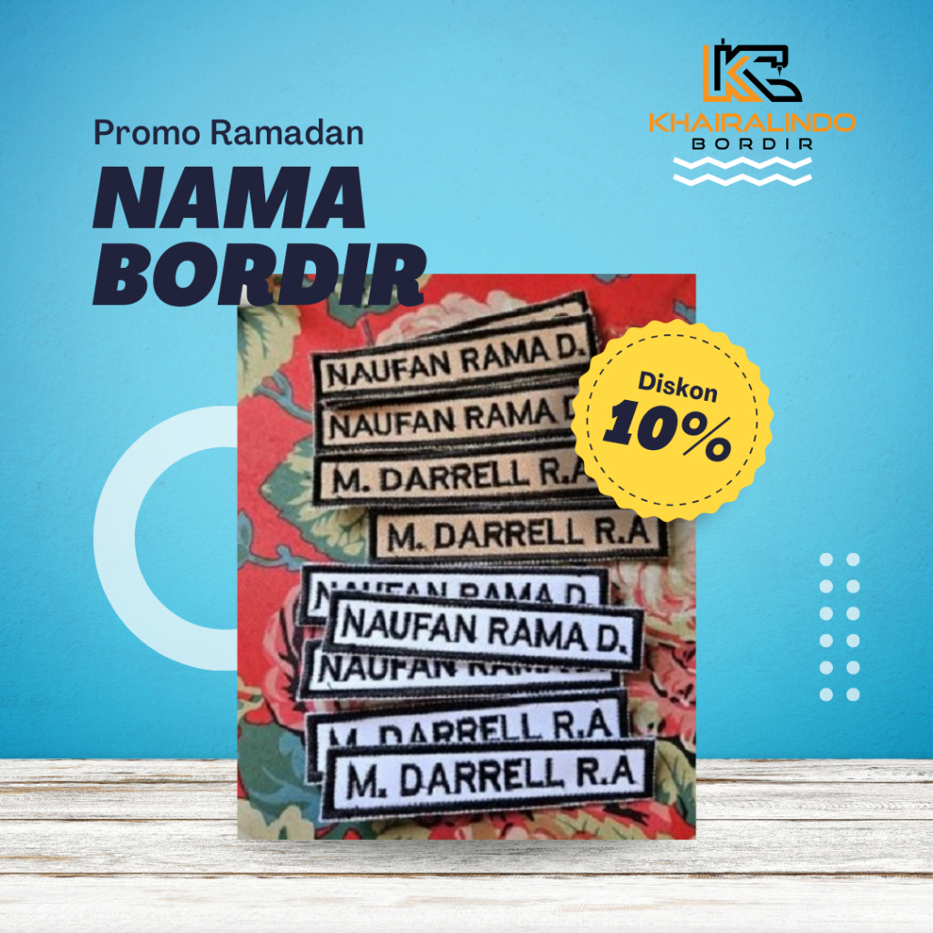 Bordir Nama / Bordir nama seragam sekolah / Badge Nama Bordir