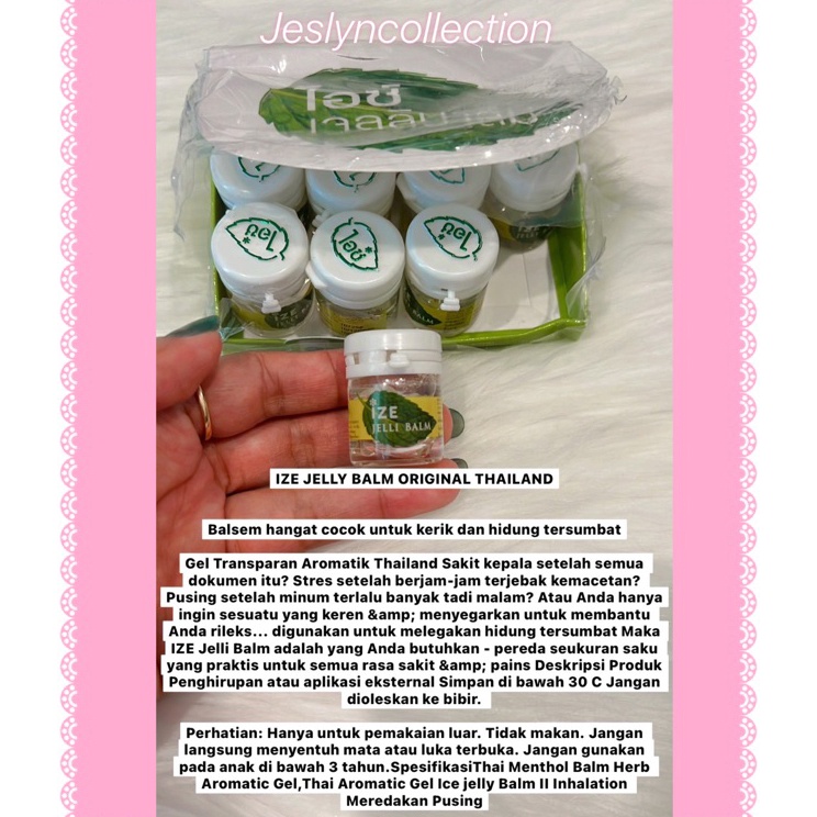 BARANG ORIGINAL IZE JELLY BALM ORIGINAL THAILAND  BALSEM ORIGINAL THAILAND