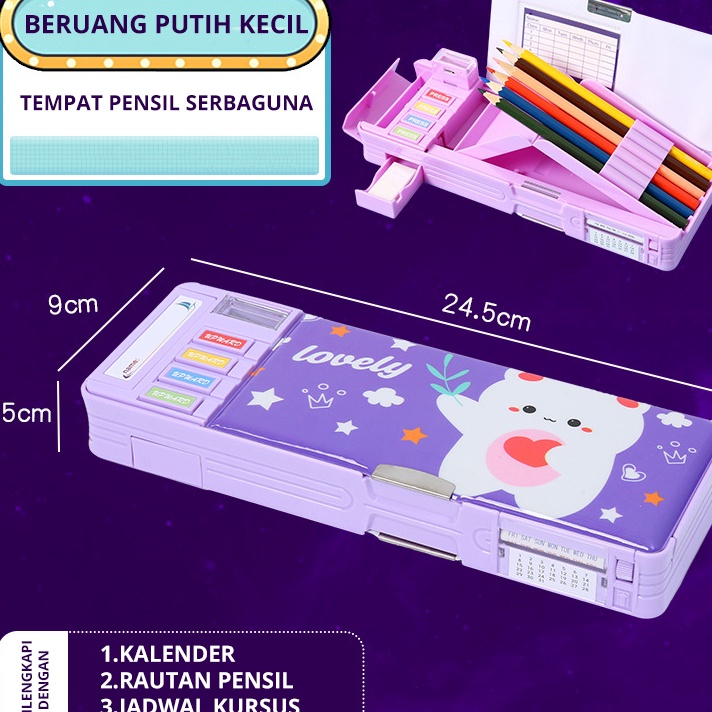 

88 MATOUGUI Kartun Beruang Pensil Case Tempat Pensil Multifungsi Motif Unicorn Dinosaurus Astronot Untuk Anak