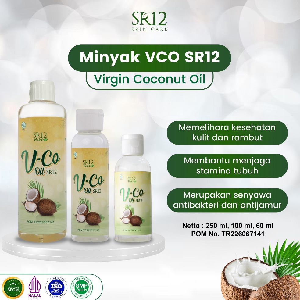 Grosiran Murah VCO Oil SR12 Minyak Kelapa Murni  Minyak VCO Untuk Kecantikan  Minyak Kletik VICO Virgin Coconut Oil SR12 Herbal Tinggi Asam Laurat Untuk ASI Booster Imun Booster  Daya Tahan Tubuh  Minyak Klentik Perawatan Rambut dan Kulit Pecah Pecah