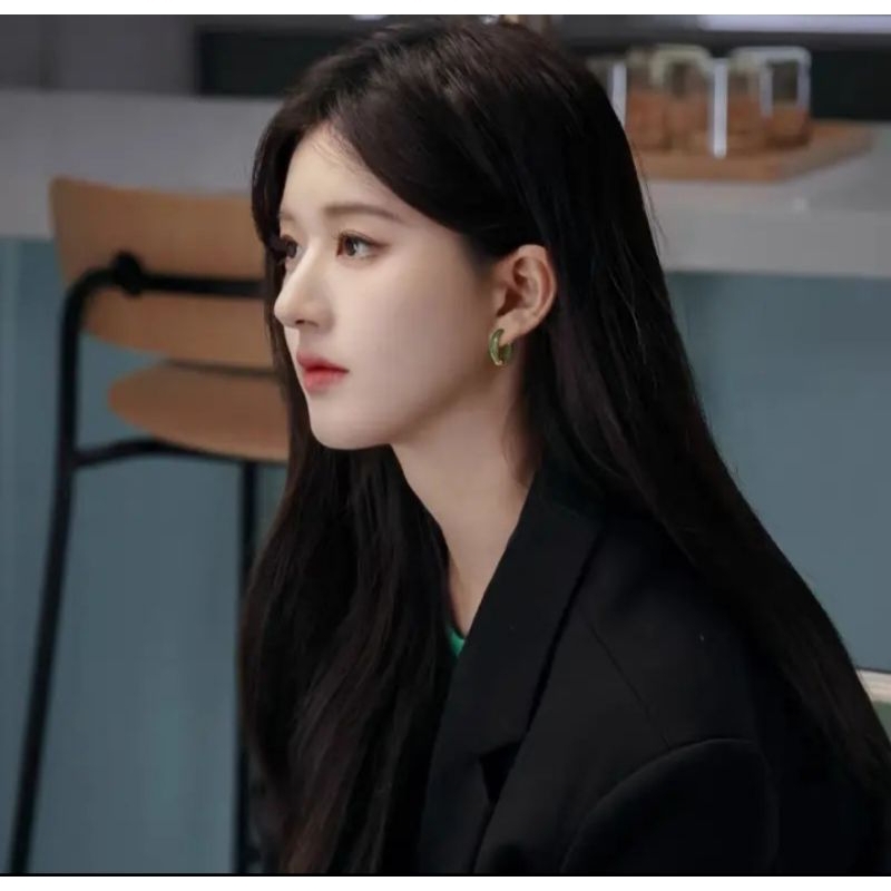 A39 anting lingkar giok asli dan titanium