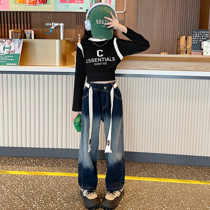 SETELAN BAJU ANAK PEREMPUAN IMPORT 6 - 15 TAHUN KAOS LENGAN PANJANG ESSENTIALS FEAR OF GOD & CELANA 