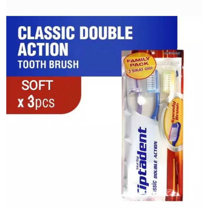 ciptadent classic double action soft isi 3/sikat gigi ciptadent soft isi 3/sikat gigi ciptadent