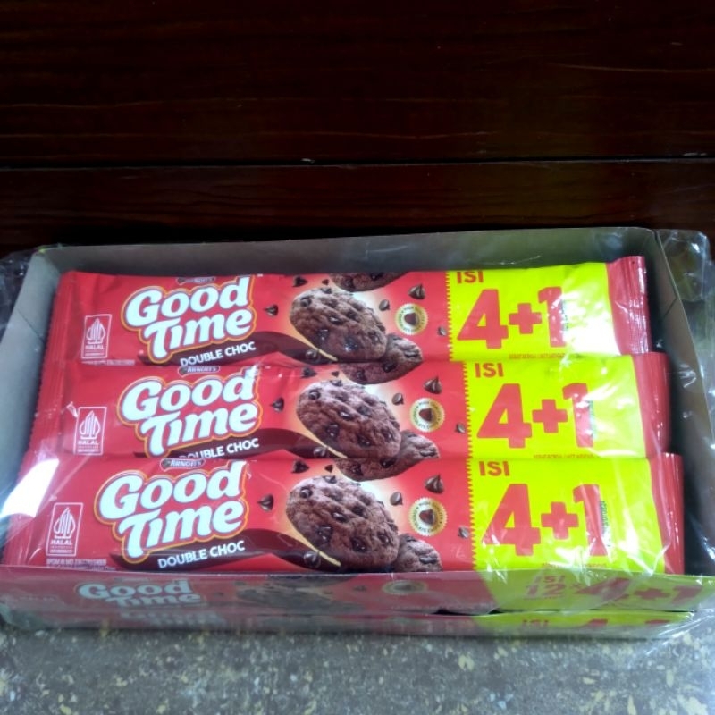 

Good Time Double Choc Cookies cokelat 1 dus isi 12 bungkus Berat @ 5,3gram
