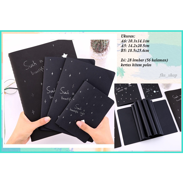 

Notebook Buku Tulis Black Paper Notebook Aesthetic Kertas Hitam Black Paper Plain Notebook A6 A5 B5