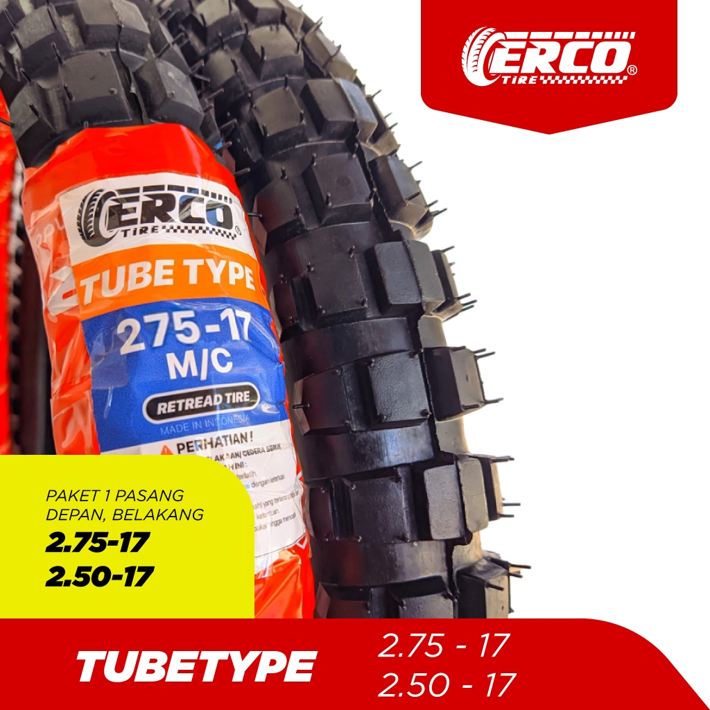 Paket Ban TRAIL 1 Set, 250 -17 & 275 -17, Depan & Belakang, Tubetype (Memakai ban dalam).