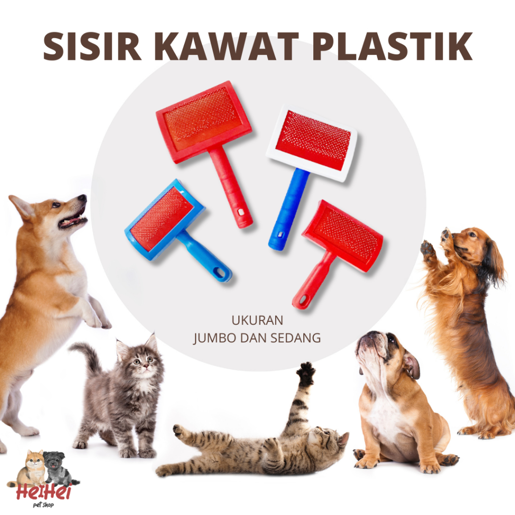 Sisir Kawat Plastik Candy Bulu Kucing Persia/ Anjing - Pet Grooming Brush - Sisir Anjing Pom Poodle 