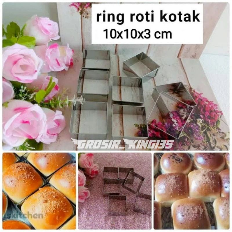 12 Pcs ring roti kotak Cromboloni / ring burger/ ring cutter stainless Cetakan Kue Cake Bakery 8/9/1