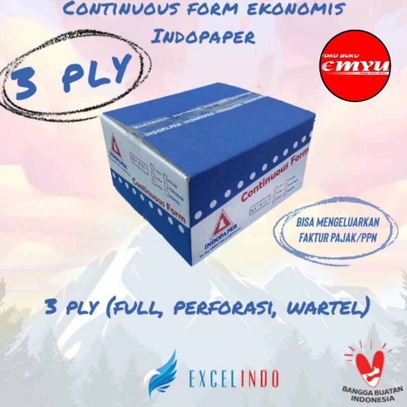 

Indopaper Continuous Form 3 ply NCR Ekonomis UKURAN FULL/PERFORASI