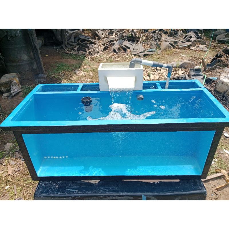 kolam ikan fiber glass kaca size 120*50*50+waterfall