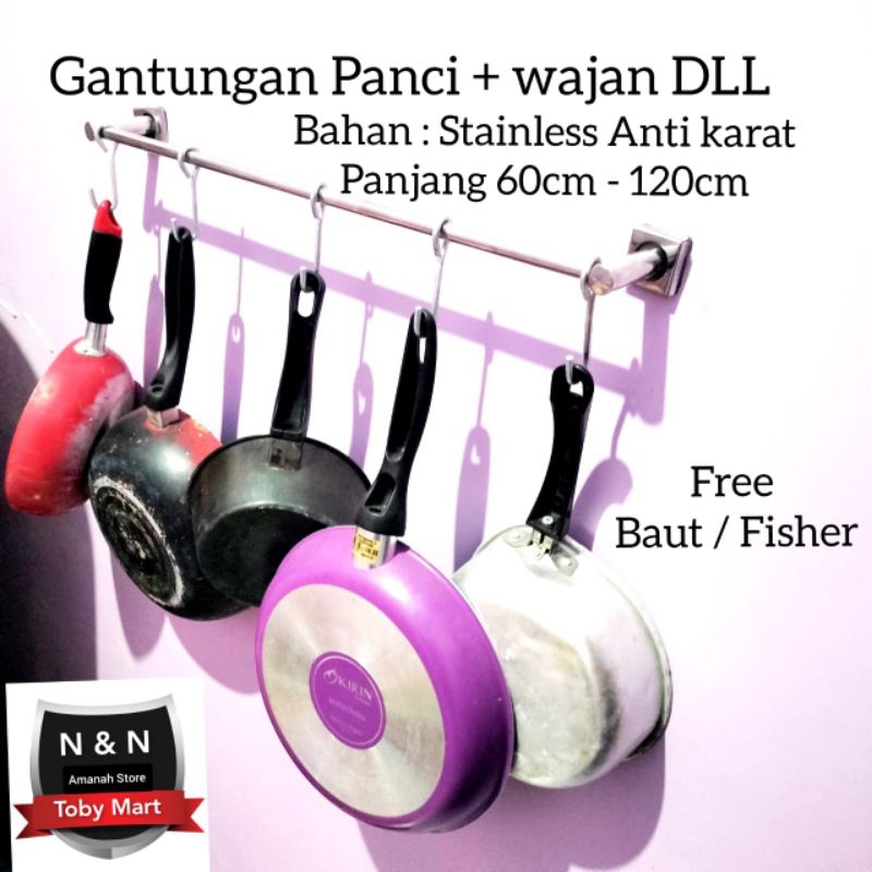 Rak Dapur Dinding - Gantungan Wajan Panci - Rak dapur alat memasak