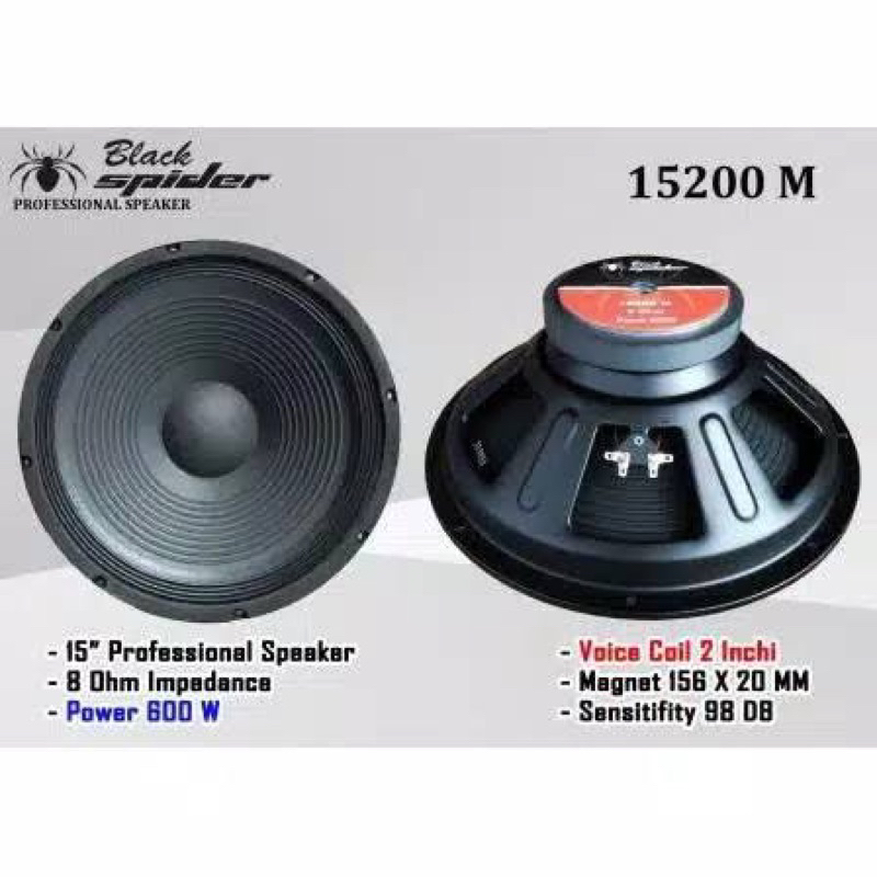 SPEAKER BLACK SPIDER 15 INCH  BLACK SPIDER 15200 M KOMPONEN BLACKSPIDER 15200M BLACK SPIDER ORI  Imp