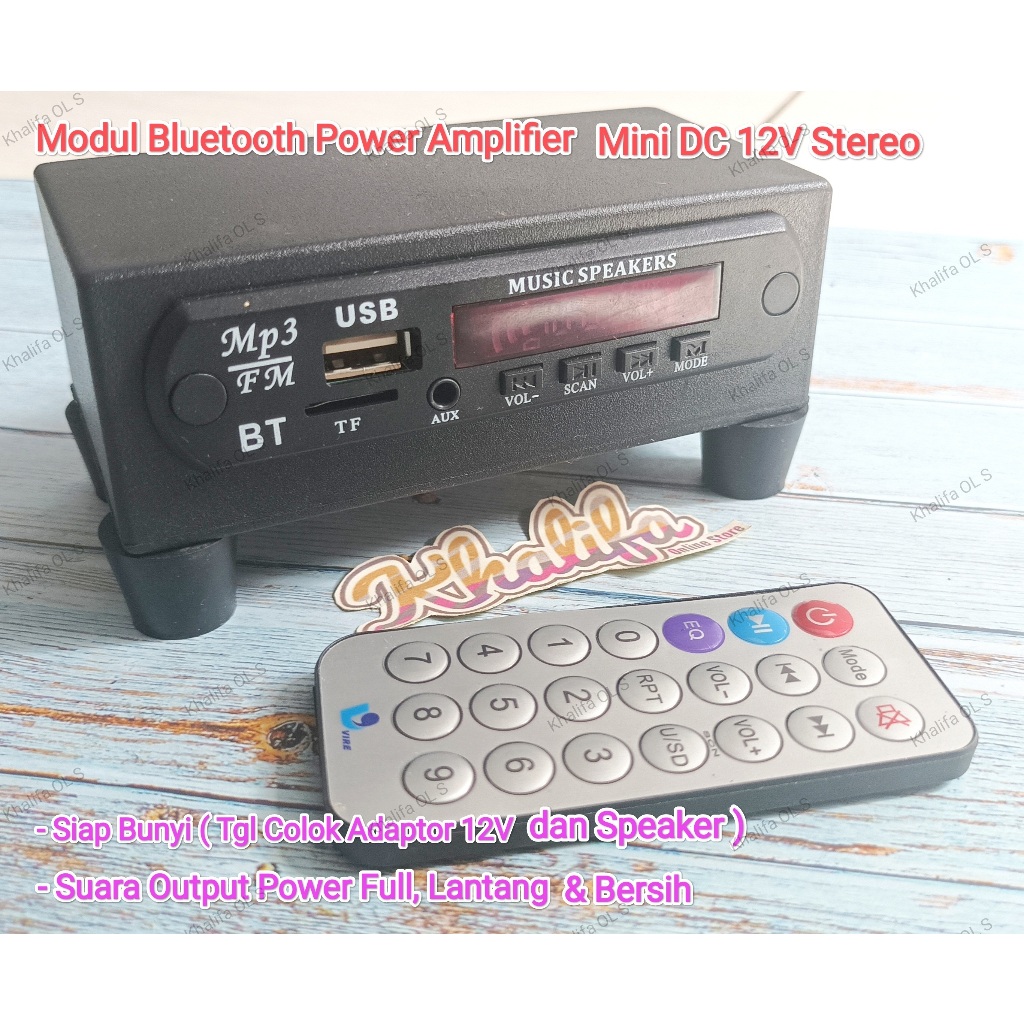 Modul Mini Amplifier PAM8610 Stereo Media Player Mp3 Mp4 FM AUX Bluetooth 5.0 12V 2x15W Siap Pakai B