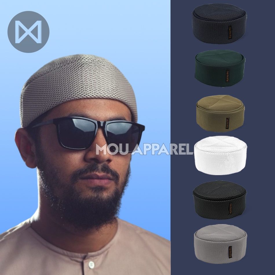 PAKET LENGKAP Peci Lipat Mesir Habasya Premium Haji Alay Kopiah Hitam Putih Abu Biru Kopyah Sholat M