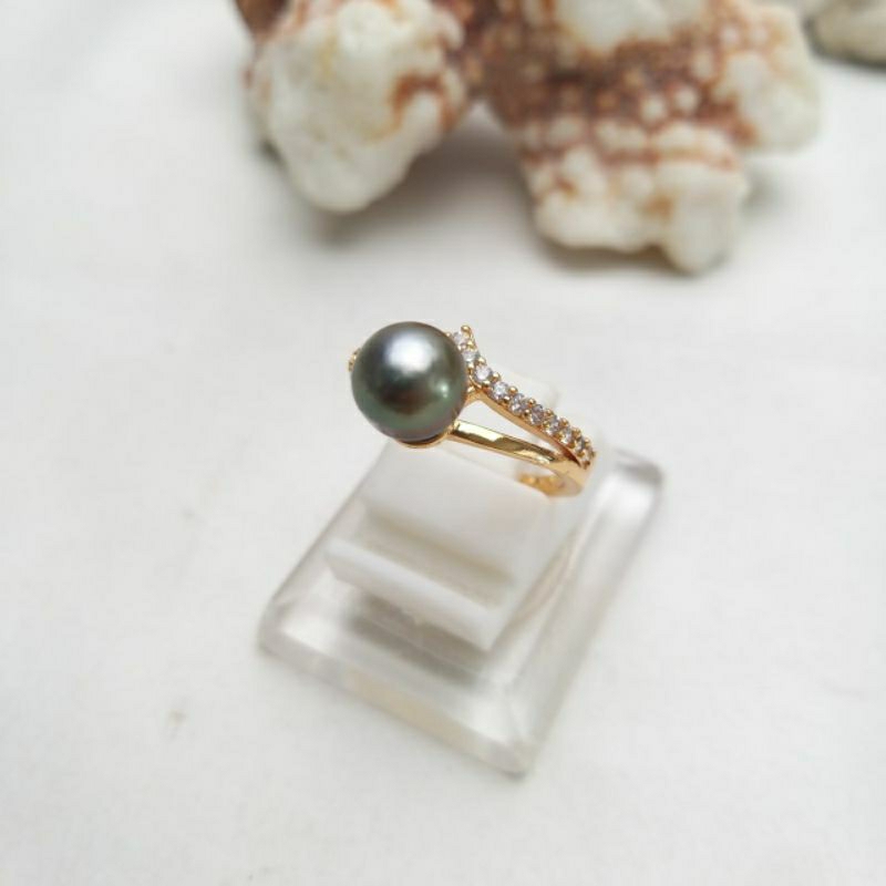 CINCIN MUTIARA LOMBOK AIR LAUT GRADE C HITAM TAHITIAN