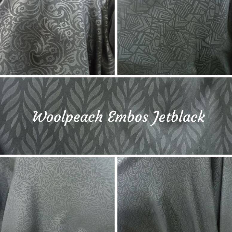 XPRESS Kain Bahan WoolpeachWolvisWolfis Embos jet blackhitam pekat Premium
