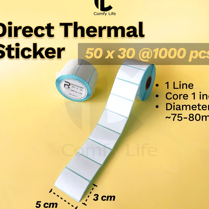 

Jangan Sampai Kehabisan DIRECT THERMAL STICKER 5x3 MM KERTAS LABEL STIKER BARCODE 1 LINE 1 PCS