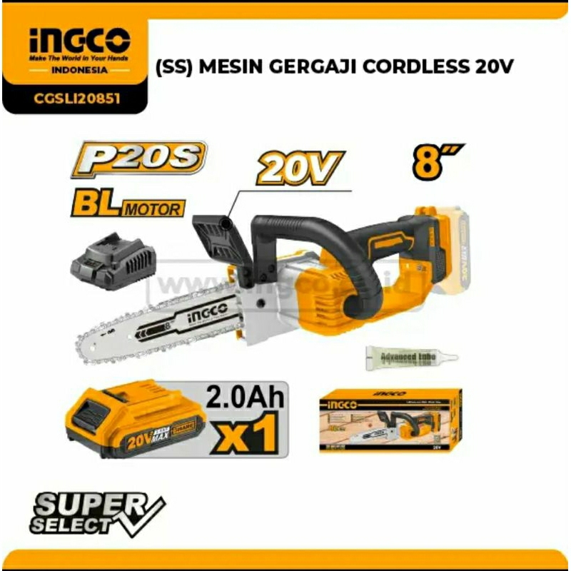 INGCO Mesin Gergaji Cordless 20V CGSLI20851