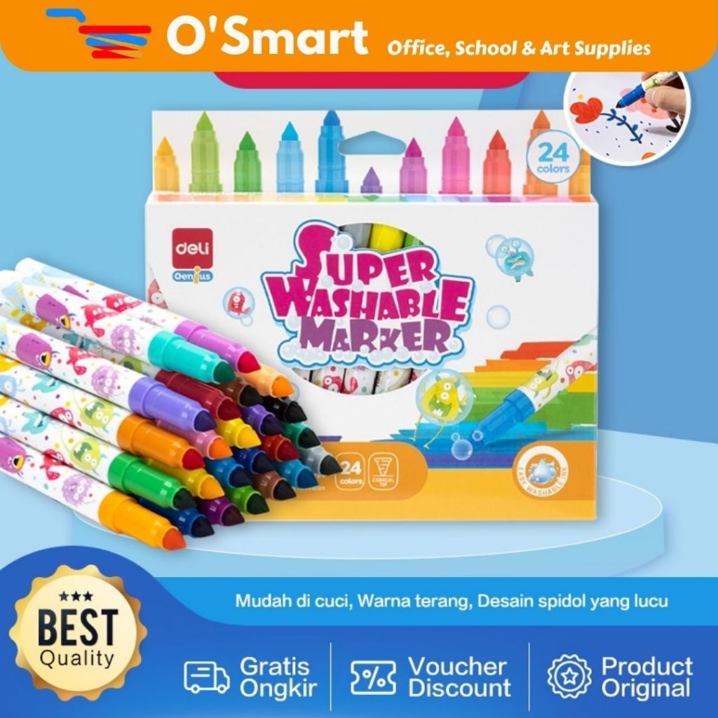 

Deli Super Washable Marker 24 Warna C155-24