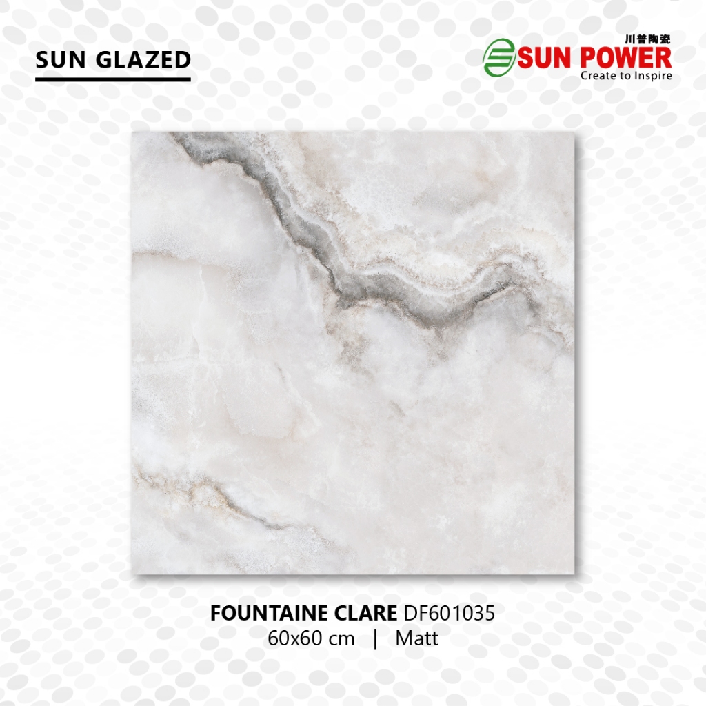 Keramik Lantai Body Putih Matt - Fountaine Clare 60x60 cm | Sun Power