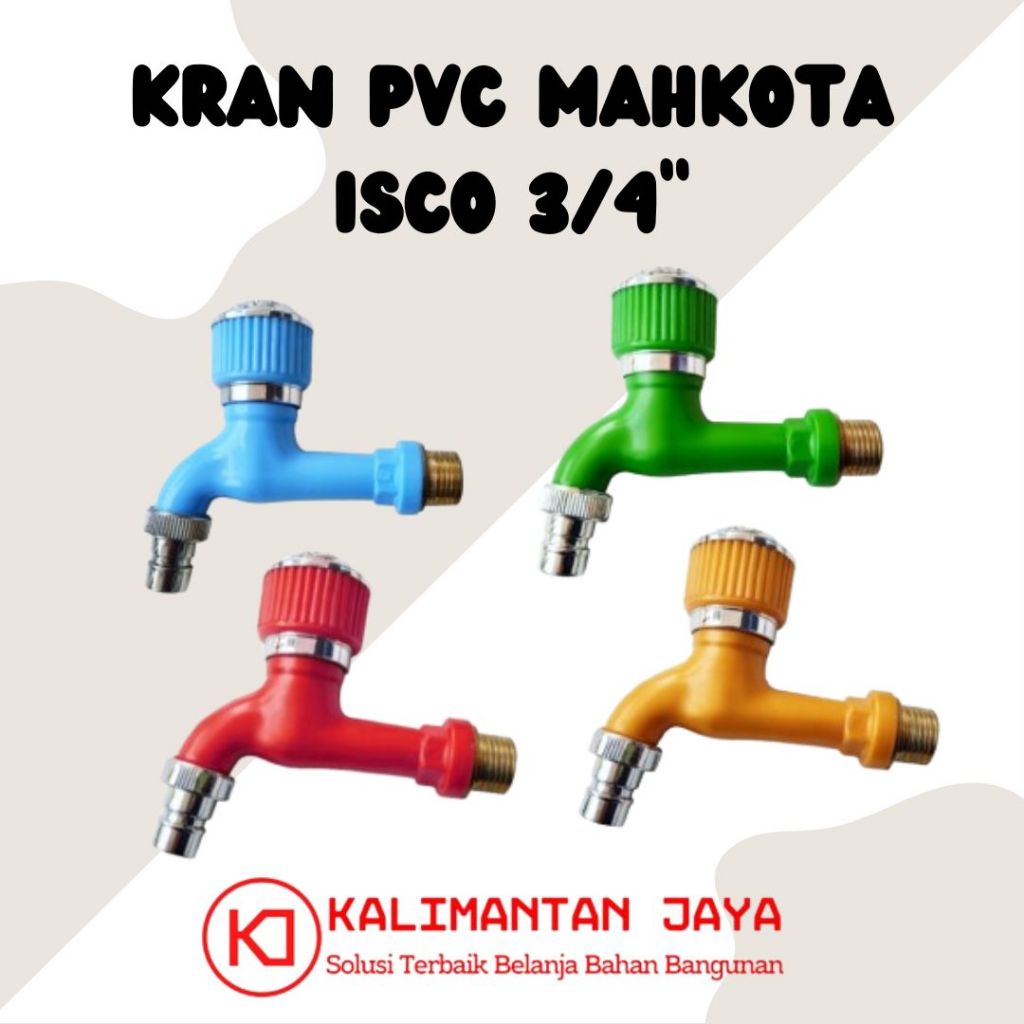 Kran Air PVC Isco/ Kran Kamar Mandi Tembok Mahkota 3/4"