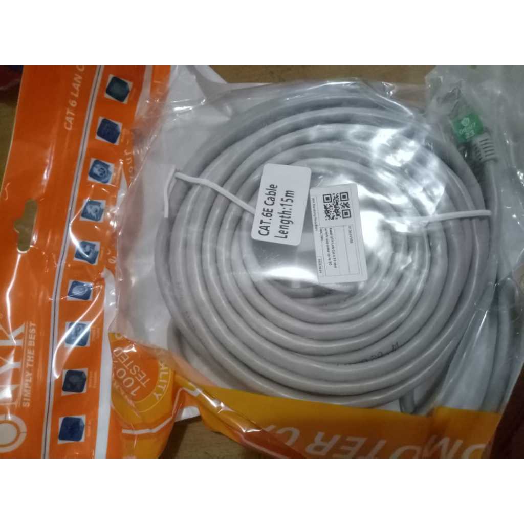 KAbel lan utp cat 6e 15m + socket