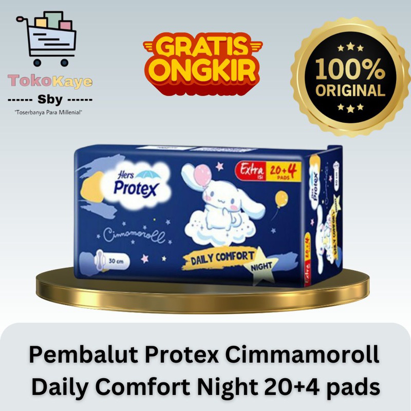 Hers Protex Daily Comfort Night Pembalut Wanita Cinnamoroll  Isi 20
