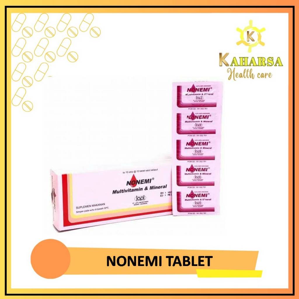 NONEMI PERSTRIP 10 TABLET - VITAMIN PENAMBAH DARAH ANEMIA & VITAMIN B KOMPLEKS