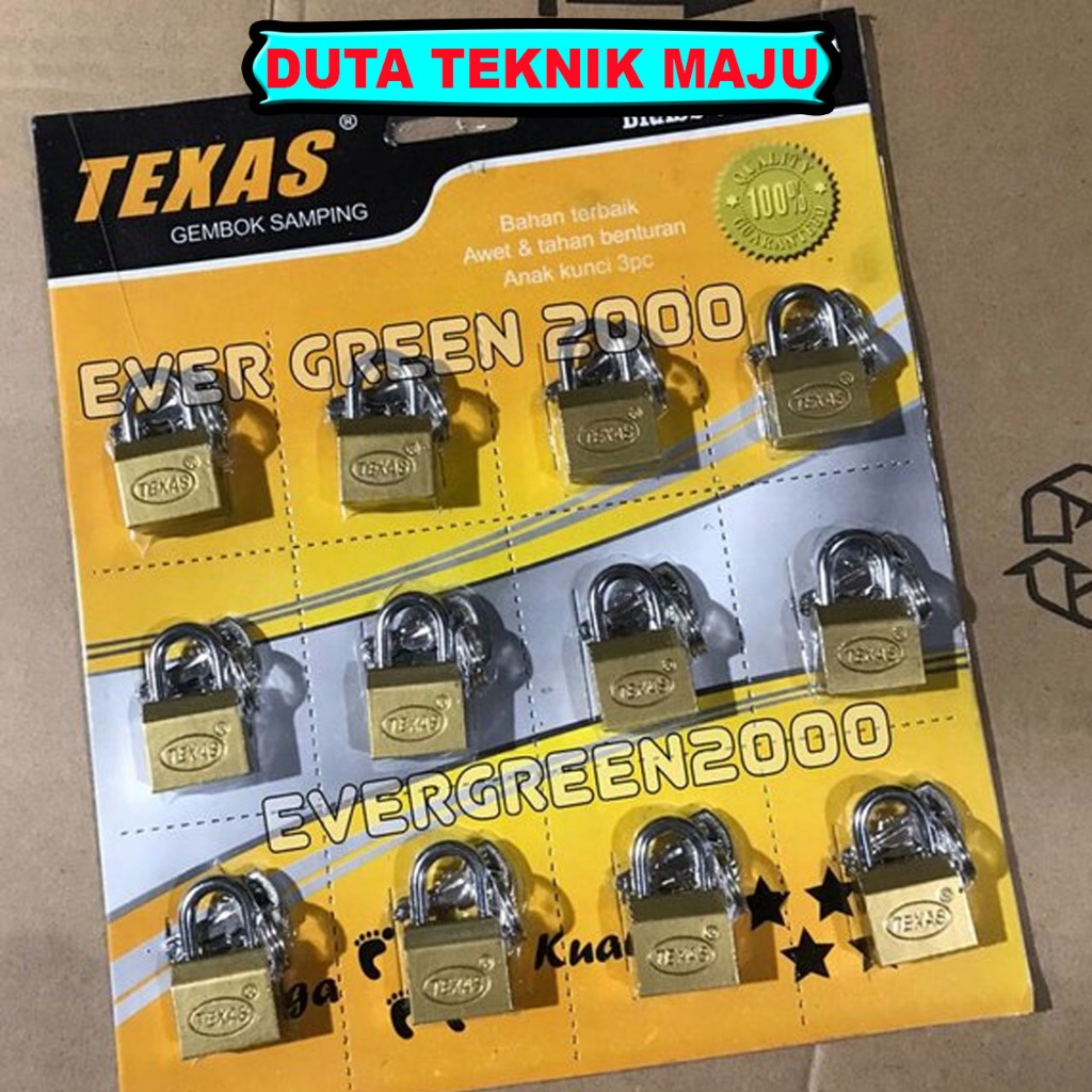 Gembok Variasi Kunci Samping Texas Blister 15mm / Gembok Kuning Mini Koper / Gembok Kecil 15mm 3 pcs