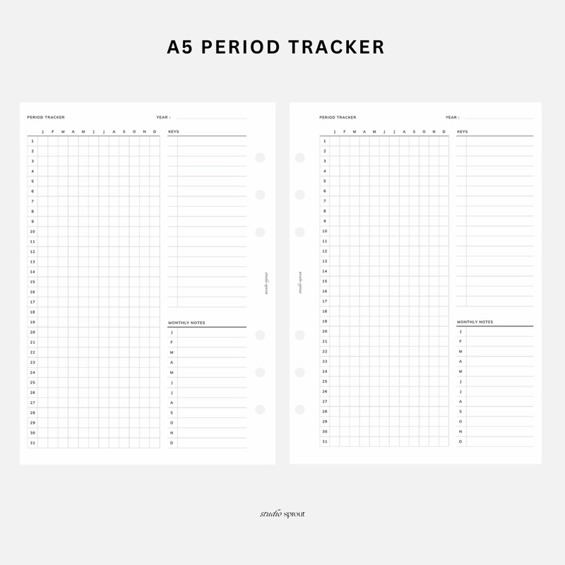 

A5 Period Tracker - Loose Leaf Kertas Isi Binder Insert Refill