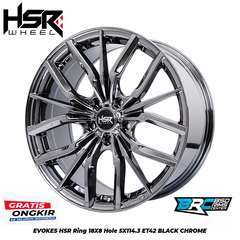 VELG BUAT MOBIL CRV, HRV, INNOVA RING 18 HSR EVOKES BLACK CHROME