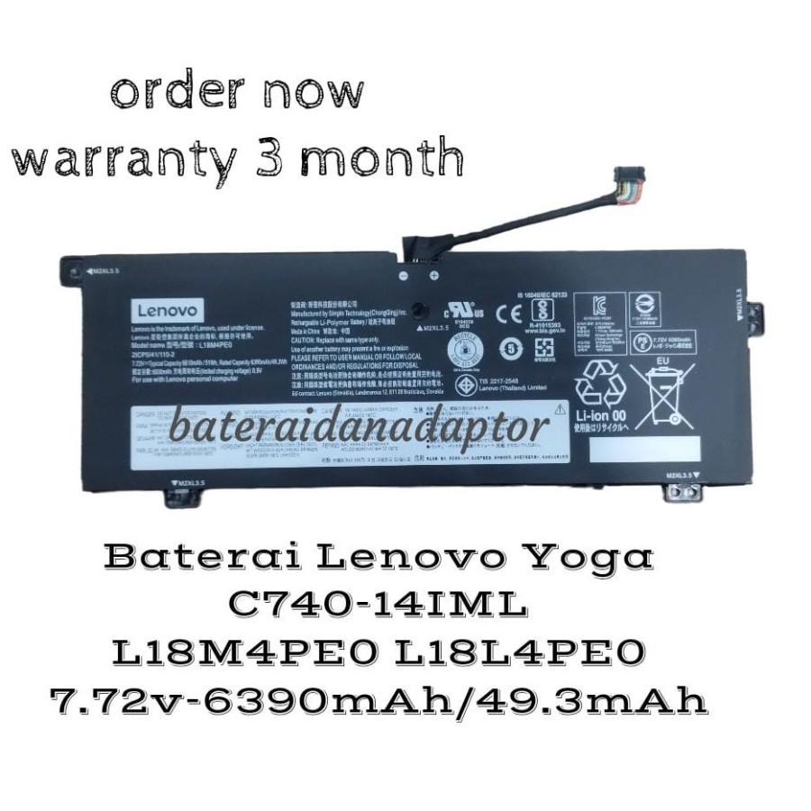 Baterai Yoga C740-14IML L18M4PE0 L18L4PE0 L18C4PE0