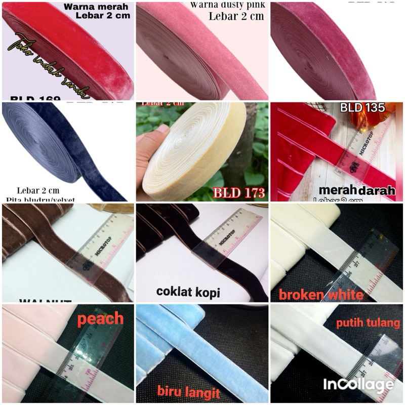 

per rol 15 meter pita bludru velvet lebar 2 cm