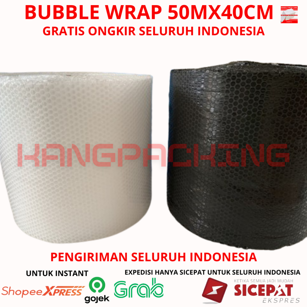 

SLM7 Bubble Wrap roll 50 Meter X 40 Cm kuat tebal (Hitam & Bening)