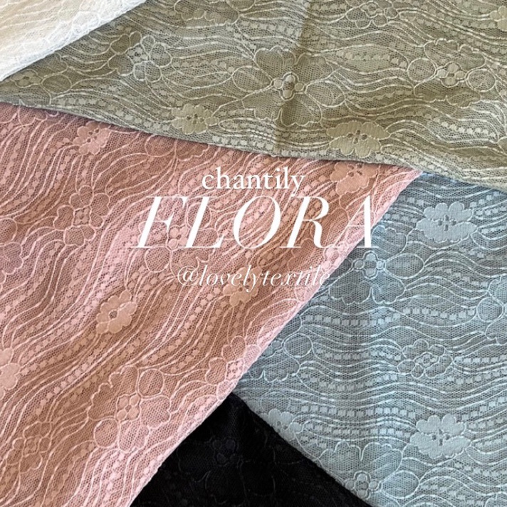 MEGA SALE Kain Brokat Meteran Kebaya Brukat Chantily FLORA