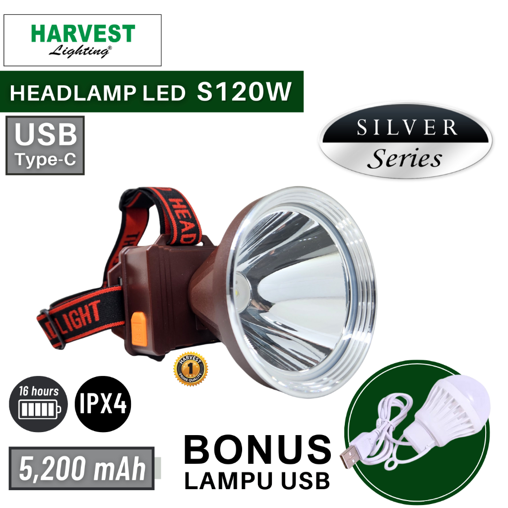 Harvest Lighting Headlamp S120W Senter Kepala LED Lampu Emergency Berburu Original Bergaransi