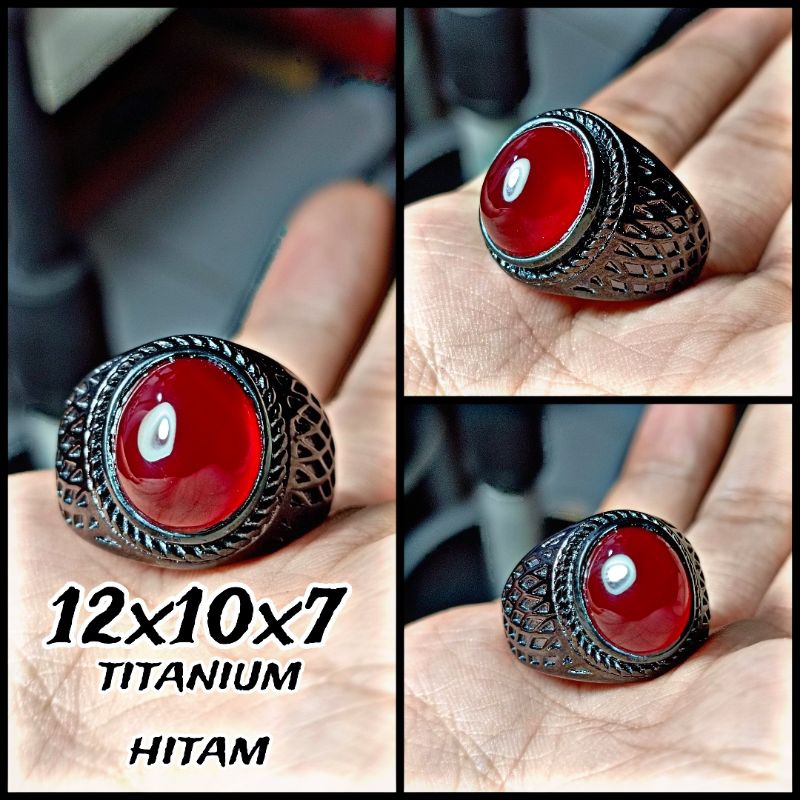 batu akik red baron ring titanium hitam