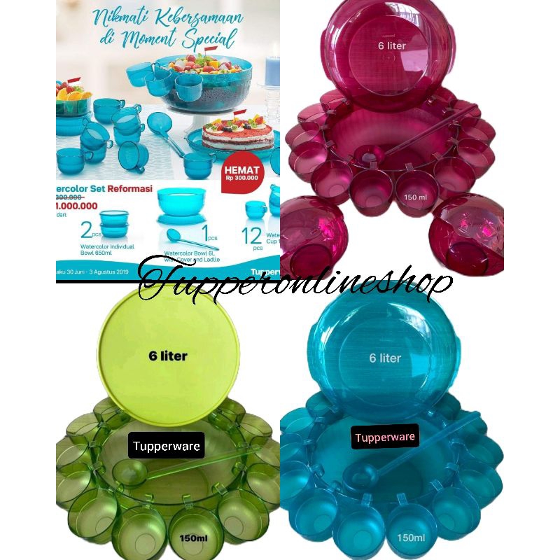 Watercolor set tupperware / family gathering tupperware /tempat penyajian mewah kristal tupperware