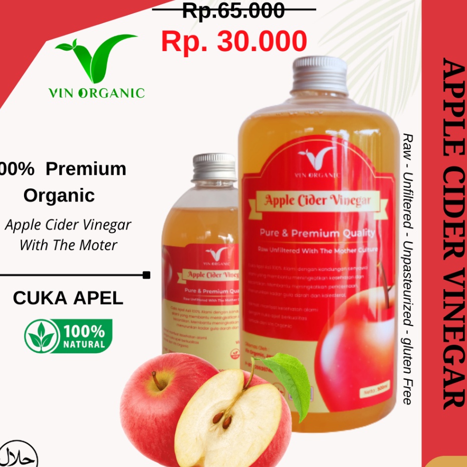 

Ready Stok VIN APPLE CIDER VINEGAR CUKA APEL FERMENTASI APPLE VINEGAR WITH THE MOTHER MINUMAN DIET SEHAT CUKA APEL