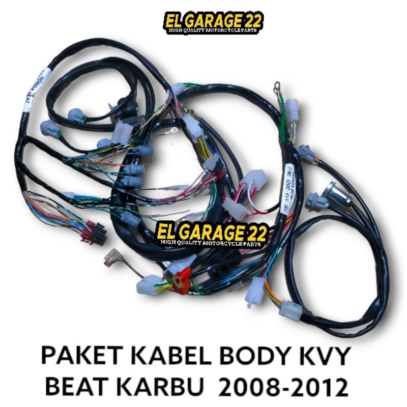 PAKET 4 ITEM KVY Kabel bodi motor honda beat karbu KVY 2008-2012 /Kabel spido/Piting lampu depan/Kab