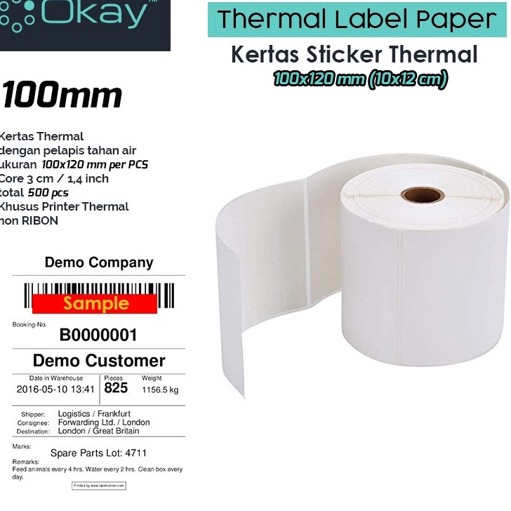 

Terbaru OKAY kertas thermal label 1X12 mm Sticker label Isi 5 pcs
