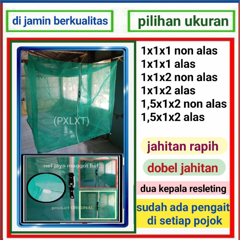 kandang lalat bsf, kandang maggot bsf berbagai varian, jaring kasa hijau termurah berkualitas siap p