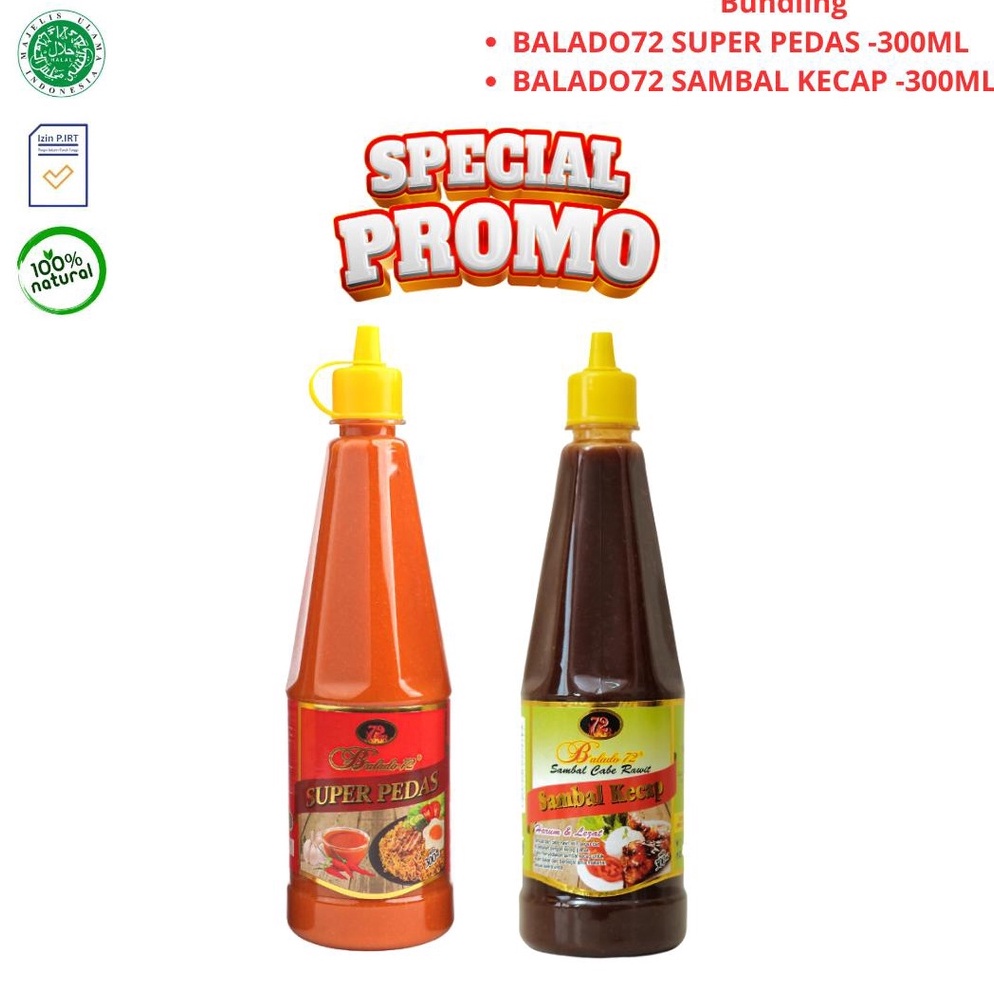 

BEST SELLER Balado72 Sambal Cabe Rawit Pedas Alami 2 Botol Ukuran 3ml paket