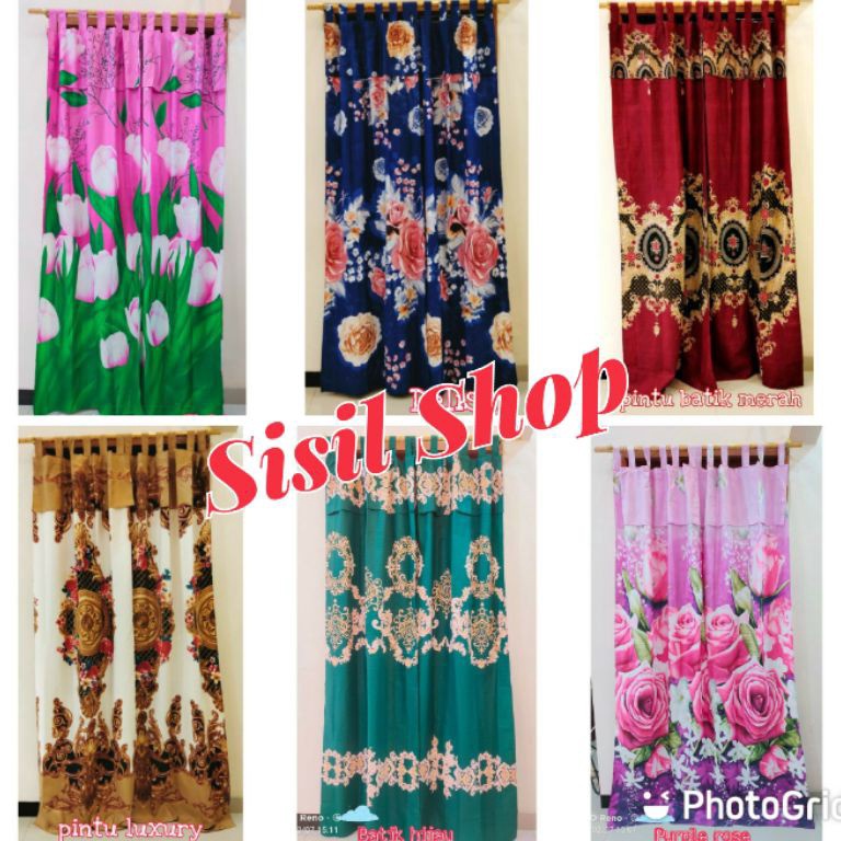 ORIGINAL Gorden pintu dan jendela rumbai bahan katun hordeng motif bunga dan karakter