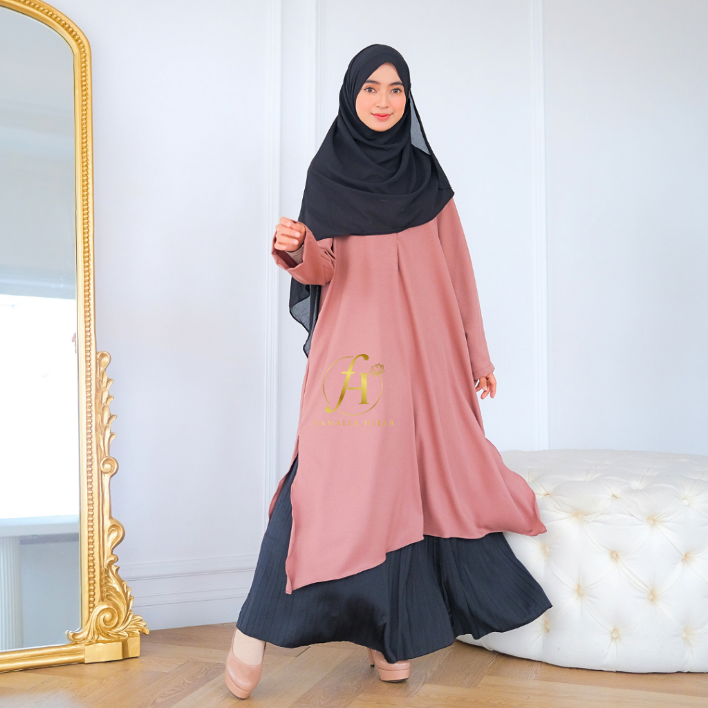 Long Tunik Basic Busui Friendly Dengan Resleting Bahan Wolfis Adem All Size Jumbo - Atasan Busui fri
