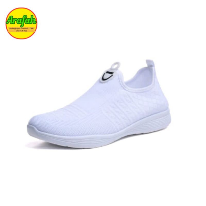 Sepatu Sneakers Slip On Wanita Sepatu Sport Tanpa Tali , White -