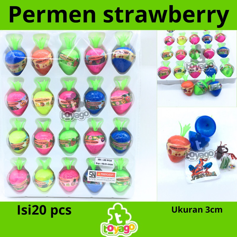 

PERMEN STRAWBERRY BERHADIAH ISI 20 pcs grosir murah (Permen strawberry toyago toys)