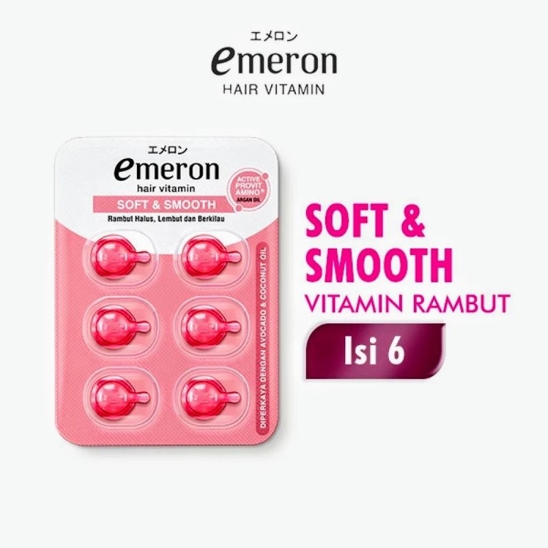 EMERON Hair Vitamin Soft & Smooth | Emeron Vitamin Rambut Pink isi 6